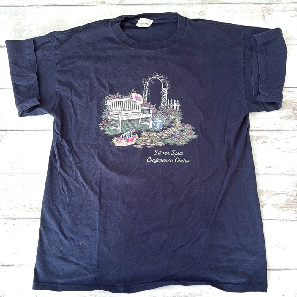 Artisans L/G Women’s Navy Blue Short Sleeve Shirt Gardening Garden Size Large